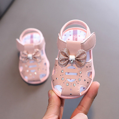 Sepatu Sandal Musim Panas Baru Sepatu Putri Kulit Anak-anak Fashion Manis Lucu untuk Anak Perempuan Sepatu Pita Hoolow Out Antilembap Bayi