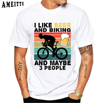 Cartoon Bikepacking Comics Gear Jalgratturi T-särk Uus suvine meeste lühikeste varrukatega jalgratas Sport Lover valge vabaaja särgid poistele