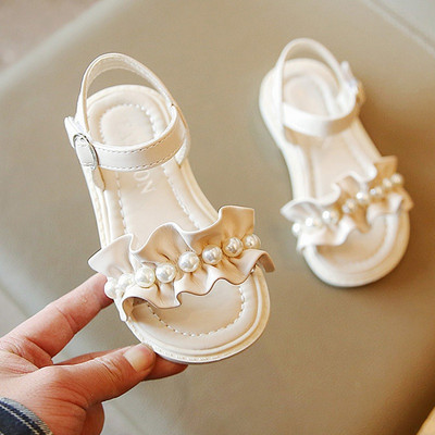 Szandál Anak-anak Perempuan Musim Panas Baywell Sepatu Pantai Sederhana Desain Mutiara Divat Anak-anak Szandál Putri Sol Lembut Lucu