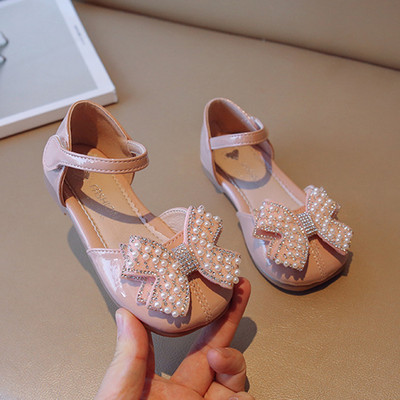 Sandalas Bayi Perempuan Musim Panas Retro Payet Sederhana Berlian Imitasi Busur Anak Perempuan Sepatu Putri Anak-anak Perempuan Sepatu Sandal Gaya Putri Lucu