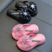 Csipke masni lány cipők gyerekeknek lányok csúszásgátló strasszok papucsok gyerekeknek lányok gyerek divat gyerekpapucsok hóval hercegnő