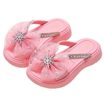 Обувки за момичета с дантелена панделка за деца Момичета Противоплъзгащи се чехли с кристали Детски момичета Детски модни детски чехли Принцеса със сняг
