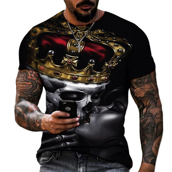 Мъжка тениска с къс ръкав Gothic Dark Skeleton Horror Style Много добро качество Lycra Polyester Tees Oversize S-5XL Fat Shirt