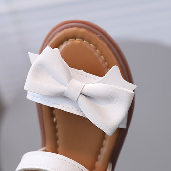 Μικρά Παιδικά Σανδάλια με λουράκι αστράγαλο Bowknot Μαύρα Λευκά Sliders για κορίτσια 21-30 Toddler Pu Leather Flexiable Summer Παιδικά Flat παπούτσια