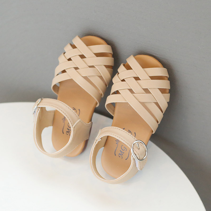 Dječje sandale s križnom trakom, izdubljene, dječje ljetne cipele, različite 21-30, tri boje, svijetle, ravne klizače za djevojčice