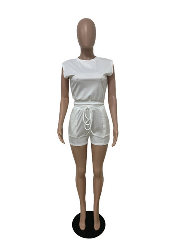 hirigin Ležerni 2-dijelni komplet Ženska trenirka Ljetna odjeća Crop Top Bikerske kratke hlače Trenerke Odjeća za odmor Dvodijelni odgovarajući setovi