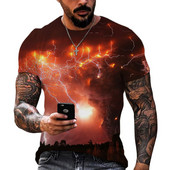 Villámmintás póló Férfi Divat Crew Neck Cool pulóver pólók Túlméretes rövid ujjú felsők Trend ruhák Ingyenes szállítás