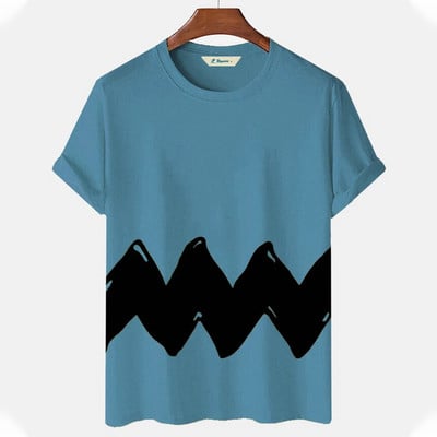 Απλό ανδρικό μπλουζάκι Μόδα Splicing ρίγες 3d κοντό μανίκι καθημερινά casual υπερμεγέθη ανδρικό τοπ αναπνέον μπλουζάκι από πολυεστέρα