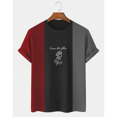 Απλό ανδρικό μπλουζάκι Μόδα Splicing ρίγες 3d κοντό μανίκι καθημερινά casual υπερμεγέθη ανδρικό τοπ αναπνέον μπλουζάκι από πολυεστέρα