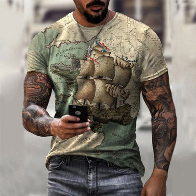 Pánske vintage tričká s potlačou, farebnými pruhmi a potlačou, módne tričko s krátkym rukávom a výstrihom do O-krku, priedušné, streetwear