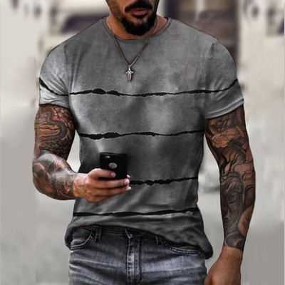 Pánske vintage tričká s potlačou, farebnými pruhmi a potlačou, módne tričko s krátkym rukávom a výstrihom do O-krku, priedušné, streetwear