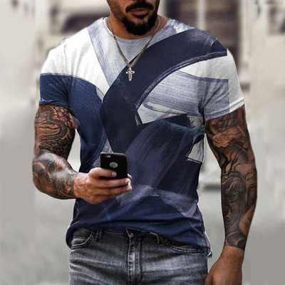 Pánske vintage tričká s potlačou, farebnými pruhmi a potlačou, módne tričko s krátkym rukávom a výstrihom do O-krku, priedušné, streetwear