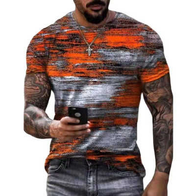 Pánske vintage tričká s potlačou, farebnými pruhmi a potlačou, módne tričko s krátkym rukávom a výstrihom do O-krku, priedušné, streetwear