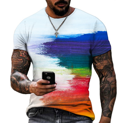 Pánske vintage tričká s potlačou, farebnými pruhmi a potlačou, módne tričko s krátkym rukávom a výstrihom do O-krku, priedušné, streetwear