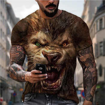 2023 Summer Streetwear T-shirt Men Animal Lion 3D Print Модна тениска с къс ръкав Sport Fitness Дишаща тениска за мъже