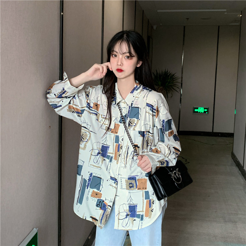 Bluze Cămăși Femei Imprimate de primăvară Harajuku BF Îmbrăcăminte stradală lejeră Studenți Chic Timp liber Vest îmbrăcăminte vintage Bluse pentru femei All-match