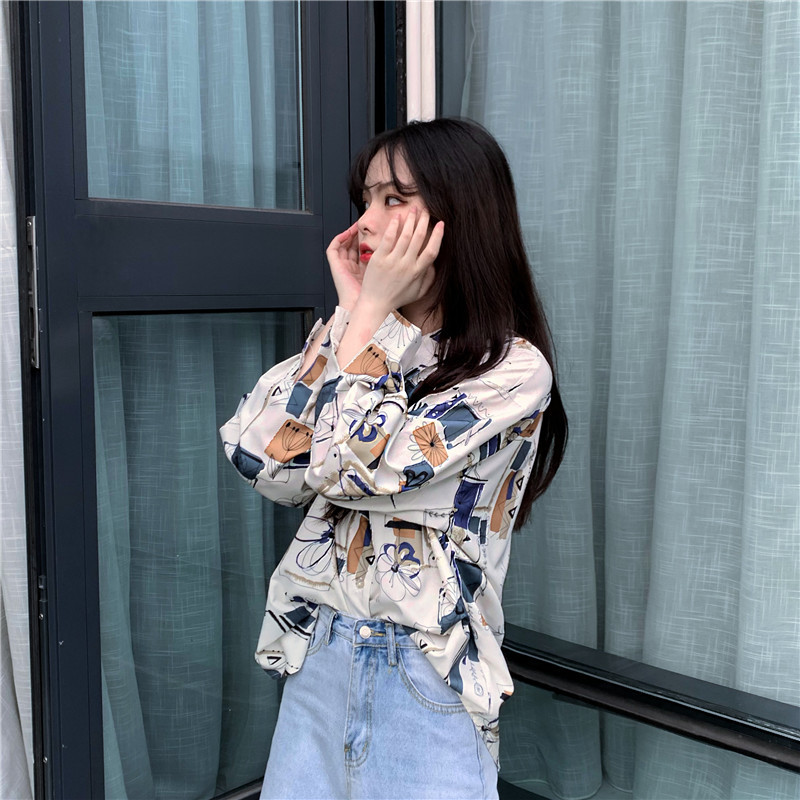 Bluze Cămăși Femei Imprimate de primăvară Harajuku BF Îmbrăcăminte stradală lejeră Studenți Chic Timp liber Vest îmbrăcăminte vintage Bluse pentru femei All-match