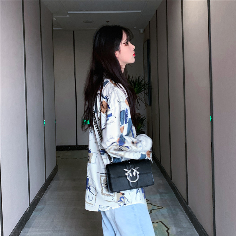 Bluze Cămăși Femei Imprimate de primăvară Harajuku BF Îmbrăcăminte stradală lejeră Studenți Chic Timp liber Vest îmbrăcăminte vintage Bluse pentru femei All-match