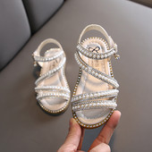 Pantofi de vară pentru fete Bead Mary Janes Flats Fling Princess Pantofi Pantofi de dans pentru bebeluși Sandale pentru copii Pantofi de nuntă pentru copii roz D238