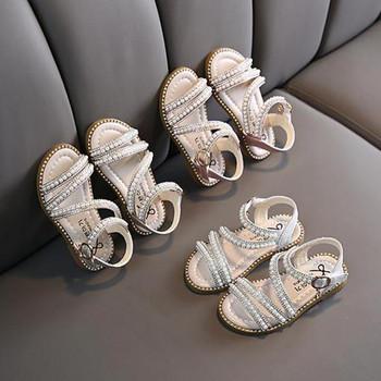 Καλοκαιρινά παπούτσια για κορίτσια Bead Mary Janes Flats Fling Princess Παπούτσια Βρεφικά παπούτσια χορού Παιδικά σανδάλια Παιδικά παπούτσια γάμου ροζ D238