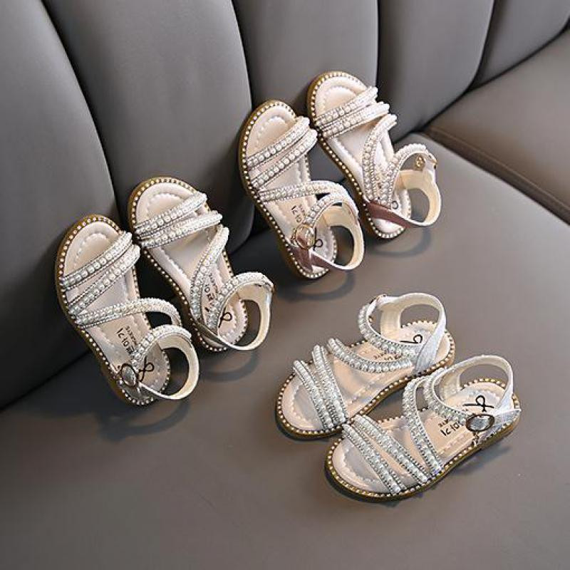 Pantofi de vară pentru fete Bead Mary Janes Flats Fling Princess Pantofi Pantofi de dans pentru bebeluși Sandale pentru copii Pantofi de nuntă pentru copii roz D238