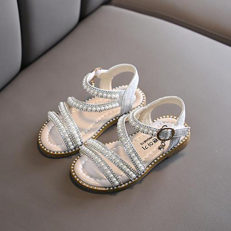Pantofi de vară pentru fete Bead Mary Janes Flats Fling Princess Pantofi Pantofi de dans pentru bebeluși Sandale pentru copii Pantofi de nuntă pentru copii roz D238