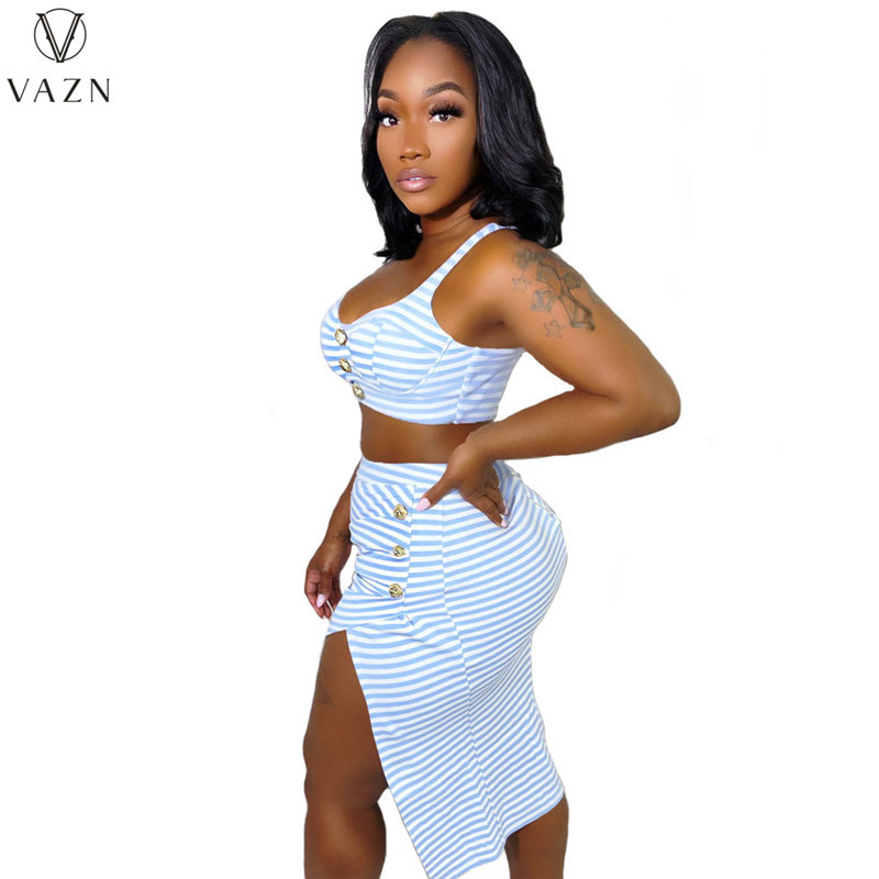 VAZN Ljeto 2022. Najnoviji stil, seksi mladi elegantni bikini na pruge + ženski dvodijelni dvodijelni kompleti duge pencil suknje s visokim strukom