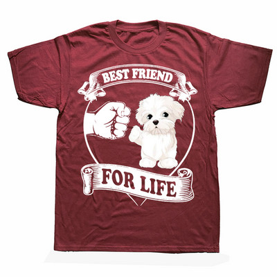 Smiješne majice s kratkim rukavima Maltezera Najbolji prijatelj za ljubitelje pasa Ljetni stil Grafička pamučna ulična odjeća Kratkih rukava Rođendanski darovi T-shirt za muškarce