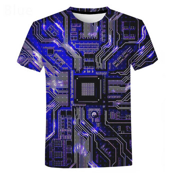 Електронен чип 3D печатна тениска 2022 г. Нова модна страхотна тениска с платка Мъже Жени Harajuku Streetwear Големи горнища