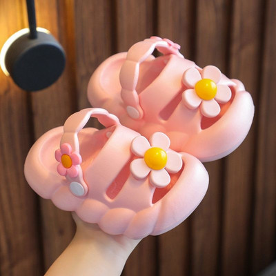 Nyári Virágok Gyerek kültéri papucsok Aranyos tömör EVA puha strandcipők kisgyermek lányoknak csúszásmentes, kényelmes gyerekpapucs