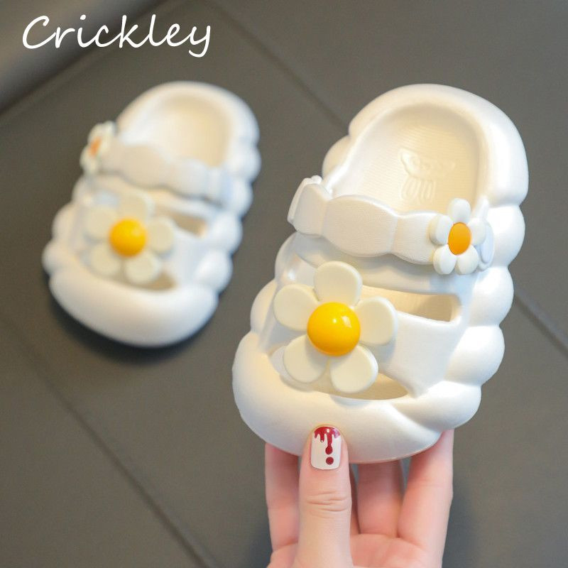 Nyári Virágok Gyerek kültéri papucsok Aranyos tömör EVA puha strandcipők kisgyermek lányoknak csúszásmentes, kényelmes gyerekpapucs