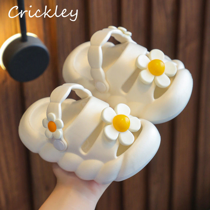 Nyári Virágok Gyerek kültéri papucsok Aranyos tömör EVA puha strandcipők kisgyermek lányoknak csúszásmentes, kényelmes gyerekpapucs