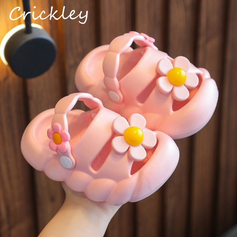 Nyári Virágok Gyerek kültéri papucsok Aranyos tömör EVA puha strandcipők kisgyermek lányoknak csúszásmentes, kényelmes gyerekpapucs