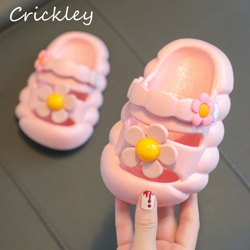 Nyári Virágok Gyerek kültéri papucsok Aranyos tömör EVA puha strandcipők kisgyermek lányoknak csúszásmentes, kényelmes gyerekpapucs