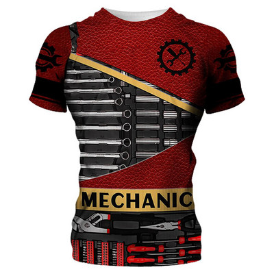 Ljetne muške strojne majice s kratkim rukavima Fashion Mechanic 3D sveobuhvatne majice s printom Unisex široke majice s kratkim rukavima Ulična odjeća Ležerna sportska majica 6XL