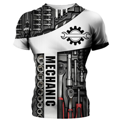Ljetne muške strojne majice s kratkim rukavima Fashion Mechanic 3D sveobuhvatne majice s printom Unisex široke majice s kratkim rukavima Ulična odjeća Ležerna sportska majica 6XL