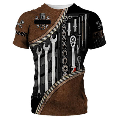 Ljetne muške strojne majice s kratkim rukavima Fashion Mechanic 3D sveobuhvatne majice s printom Unisex široke majice s kratkim rukavima Ulična odjeća Ležerna sportska majica 6XL