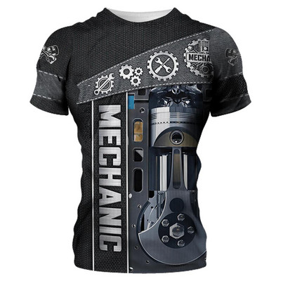Ljetne muške strojne majice s kratkim rukavima Fashion Mechanic 3D sveobuhvatne majice s printom Unisex široke majice s kratkim rukavima Ulična odjeća Ležerna sportska majica 6XL