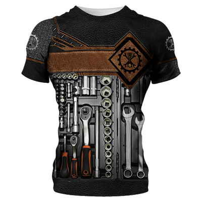 Ljetne muške strojne majice s kratkim rukavima Fashion Mechanic 3D sveobuhvatne majice s printom Unisex široke majice s kratkim rukavima Ulična odjeća Ležerna sportska majica 6XL