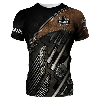 Ljetne muške strojne majice s kratkim rukavima Fashion Mechanic 3D sveobuhvatne majice s printom Unisex široke majice s kratkim rukavima Ulična odjeća Ležerna sportska majica 6XL