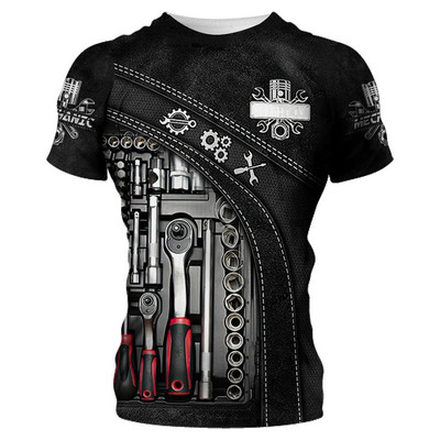 Ljetne muške strojne majice s kratkim rukavima Fashion Mechanic 3D sveobuhvatne majice s printom Unisex široke majice s kratkim rukavima Ulična odjeća Ležerna sportska majica 6XL