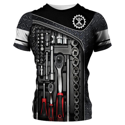 Ljetne muške strojne majice s kratkim rukavima Fashion Mechanic 3D sveobuhvatne majice s printom Unisex široke majice s kratkim rukavima Ulična odjeća Ležerna sportska majica 6XL