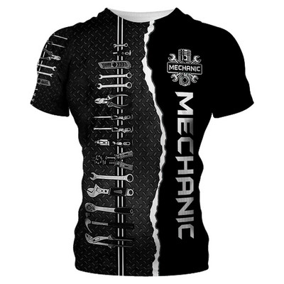 Ljetne muške strojne majice s kratkim rukavima Fashion Mechanic 3D sveobuhvatne majice s printom Unisex široke majice s kratkim rukavima Ulična odjeća Ležerna sportska majica 6XL
