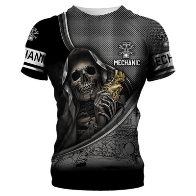 Ljetne muške strojne majice s kratkim rukavima Fashion Mechanic 3D sveobuhvatne majice s printom Unisex široke majice s kratkim rukavima Ulična odjeća Ležerna sportska majica 6XL