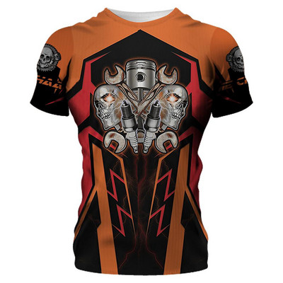 Ljetne muške strojne majice s kratkim rukavima Fashion Mechanic 3D sveobuhvatne majice s printom Unisex široke majice s kratkim rukavima Ulična odjeća Ležerna sportska majica 6XL