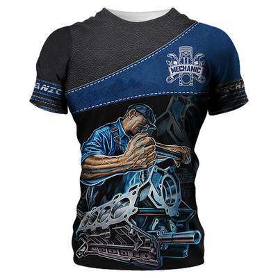 Ljetne muške strojne majice s kratkim rukavima Fashion Mechanic 3D sveobuhvatne majice s printom Unisex široke majice s kratkim rukavima Ulična odjeća Ležerna sportska majica 6XL