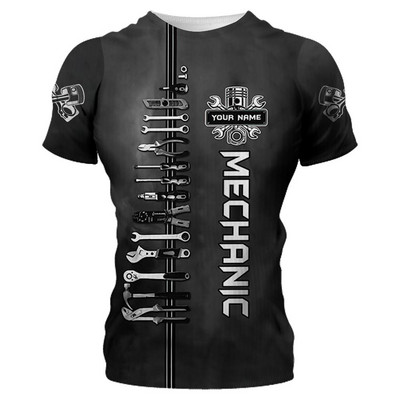 Ljetne muške strojne majice s kratkim rukavima Fashion Mechanic 3D sveobuhvatne majice s printom Unisex široke majice s kratkim rukavima Ulična odjeća Ležerna sportska majica 6XL
