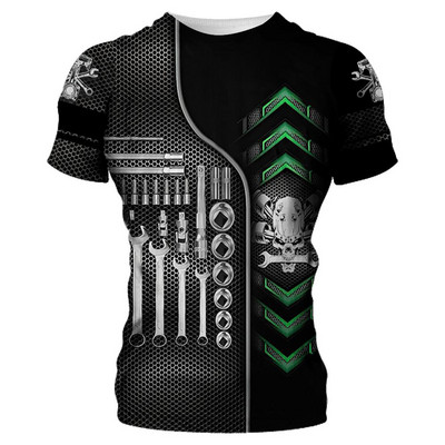 Ljetne muške strojne majice s kratkim rukavima Fashion Mechanic 3D sveobuhvatne majice s printom Unisex široke majice s kratkim rukavima Ulična odjeća Ležerna sportska majica 6XL