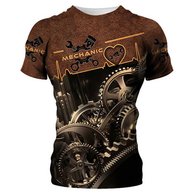 Ljetne muške strojne majice s kratkim rukavima Fashion Mechanic 3D sveobuhvatne majice s printom Unisex široke majice s kratkim rukavima Ulična odjeća Ležerna sportska majica 6XL
