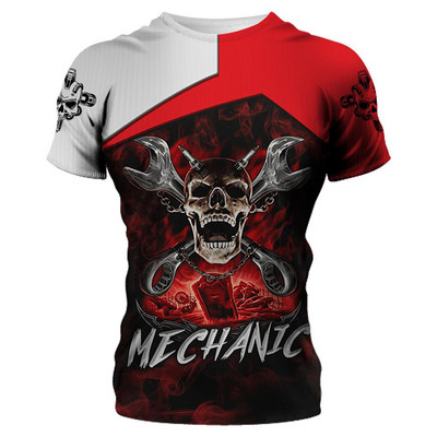 Ljetne muške strojne majice s kratkim rukavima Fashion Mechanic 3D sveobuhvatne majice s printom Unisex široke majice s kratkim rukavima Ulična odjeća Ležerna sportska majica 6XL